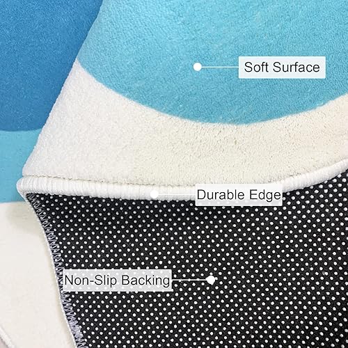 Miniatura 5 de USTIDE Alfombra redonda grande de 63 pulgadas, alfombra circular floral para sala de estar, dormitorio, lavable, suave, alfombra verde azulado para