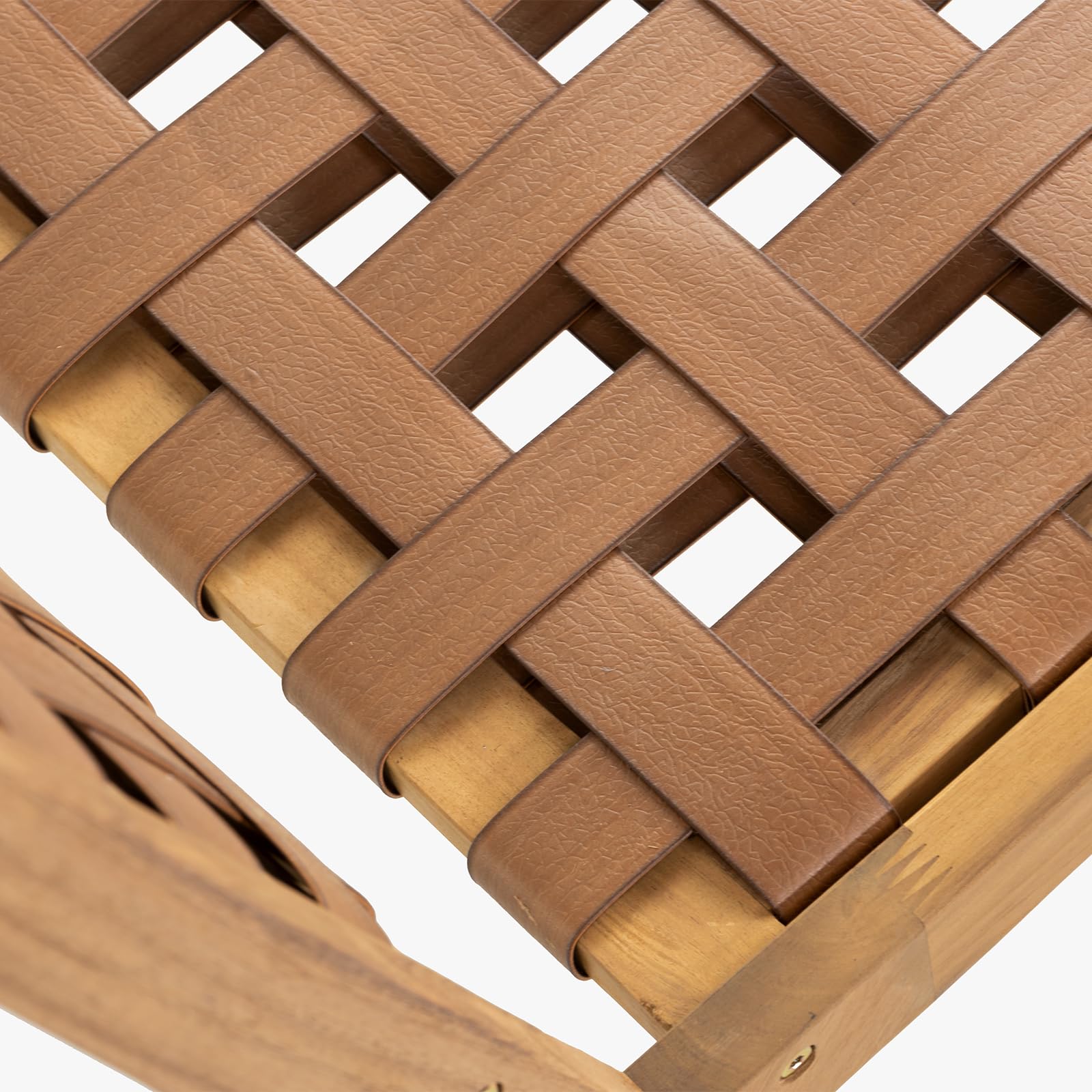 Vaukura Sillón de Madera de Acacia Símil Piel Aris