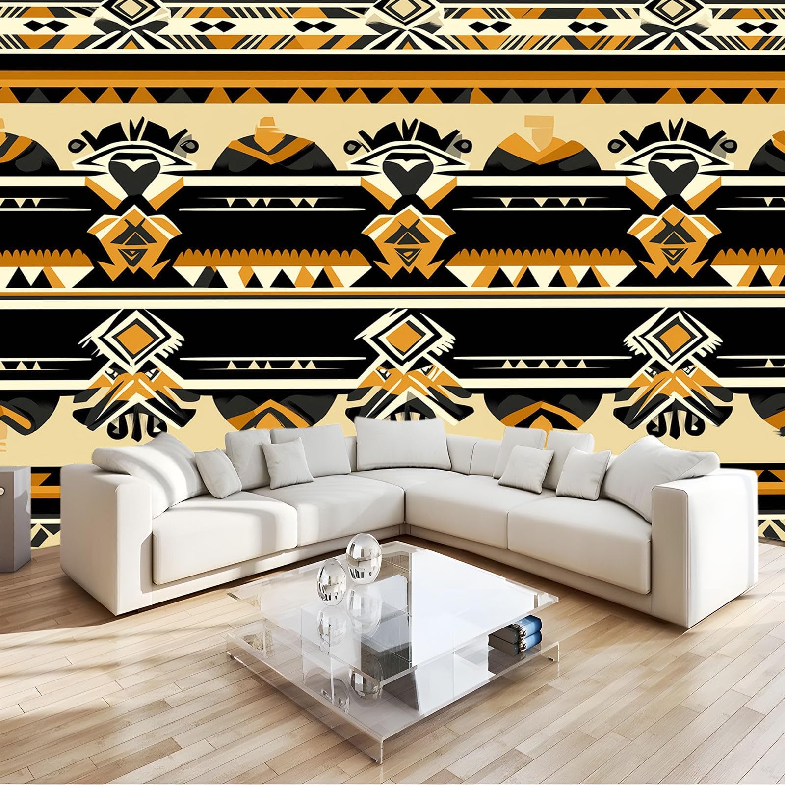 Tapeta Boho Print Etniczny Styl Beżowy Brązowy 350X256Cm(Wxh) Fototapety 3D Tapety Tapety Włóknina Dekoracja ścienna Nowoczesne Fototapety