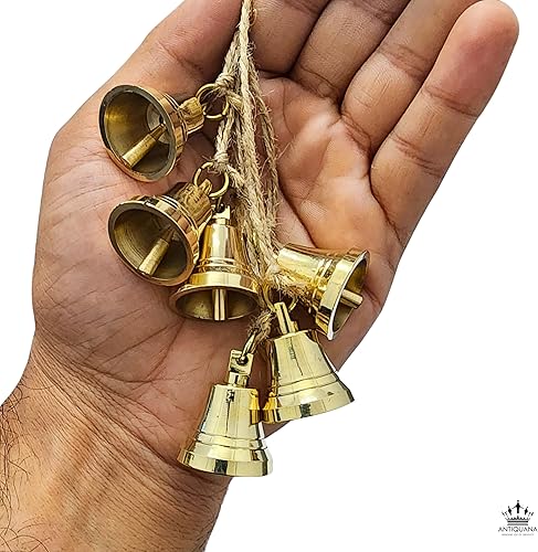 Miniatura 2 de Juego de 6 cascabeles de latón macizo, decoración festiva de armonía para colgar, campanas de latón hechas a mano, decoración de Navidad, campanas