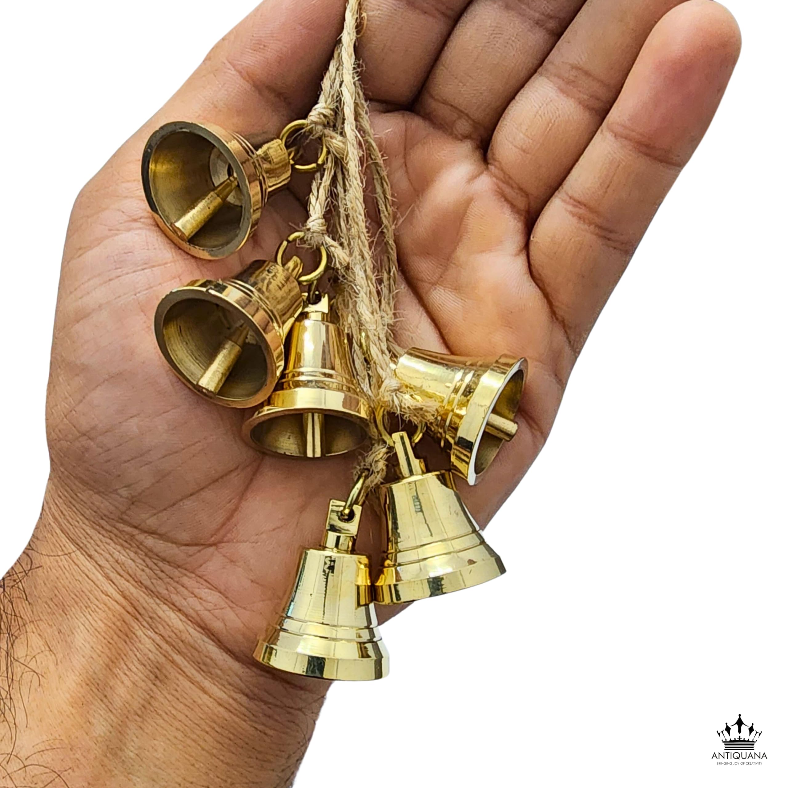 Set di 6 Campanellini Sonagli Palline di Natale in Ottone Massiccio, da Appendere, Decorazione Natalizia Fatta a Mano, Campane in Ottone, Ideali per Casa, Giardino, Albero di Natale