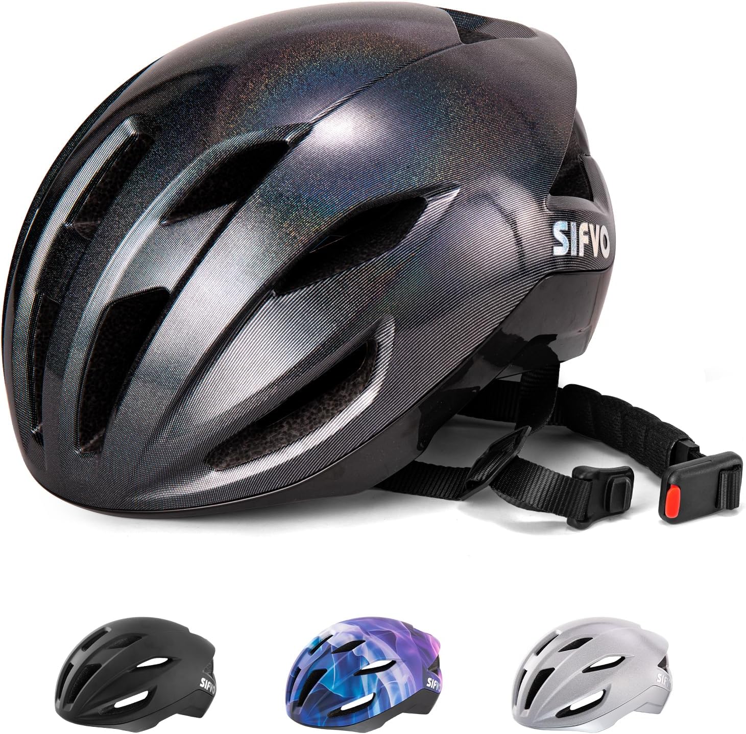 Adult Bike Helmet, SIFVO Road Bike Helmet Adjustable 55-58cm, Magnetic Buckle Lightweight Cycle Helmet for Men and Women Commuting Cycling Scooter Helmet
