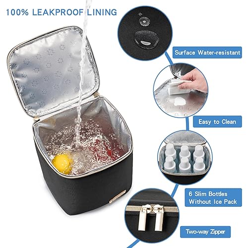 Miniatura 2 de Bolsa enfriadora de leche materna con bolsa de hielo para 4 biberones de hasta 9 onzas, bolsa enfriadora de biberones adecuada para madres