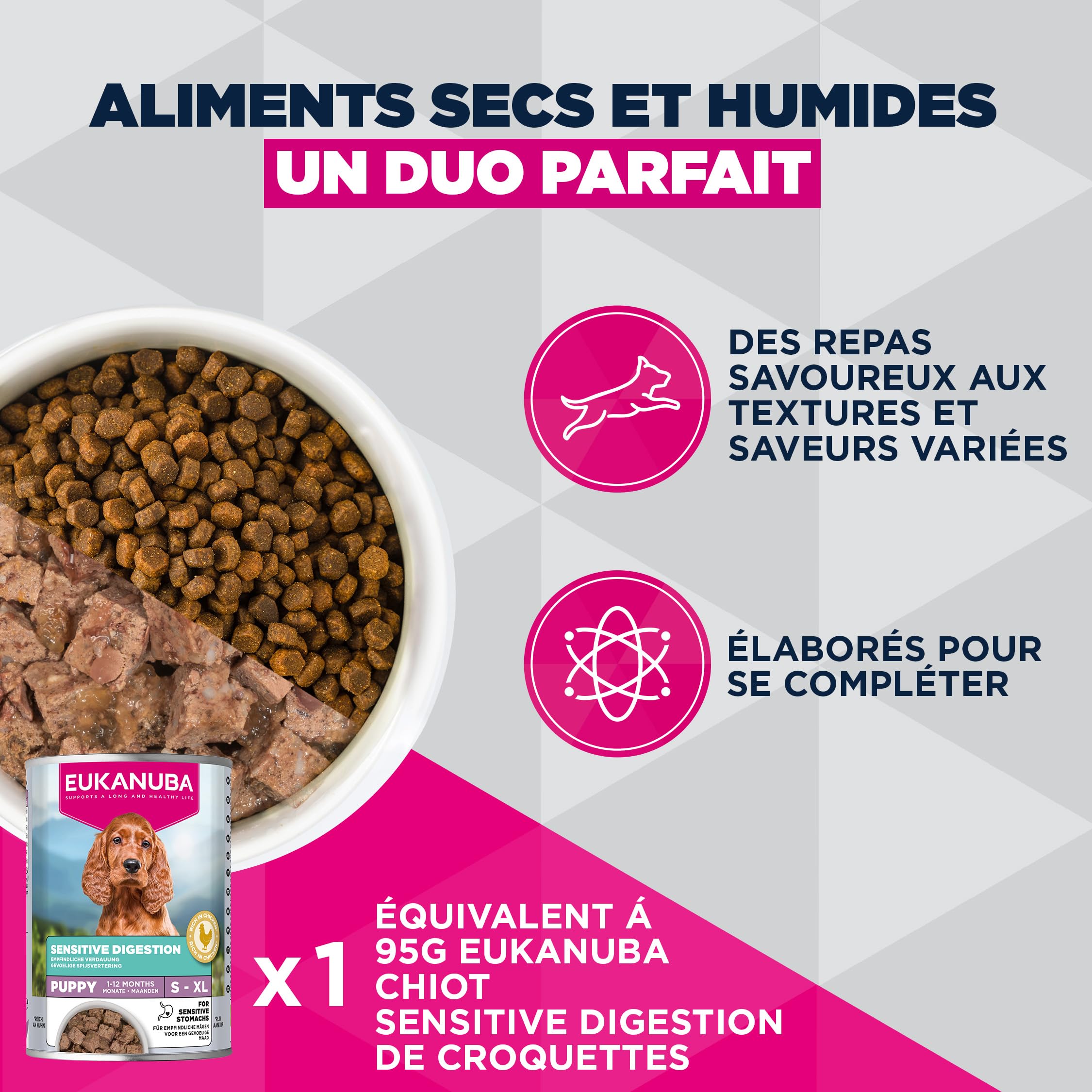 EUKANUBA Sensitive Digestion Aliment pour Chiots au Poulet et au Riz très digestible - Aliment Sec Special Care adapté à l’estomac des Chiens Juniors sujets aux Troubles digestifs, 12 kg