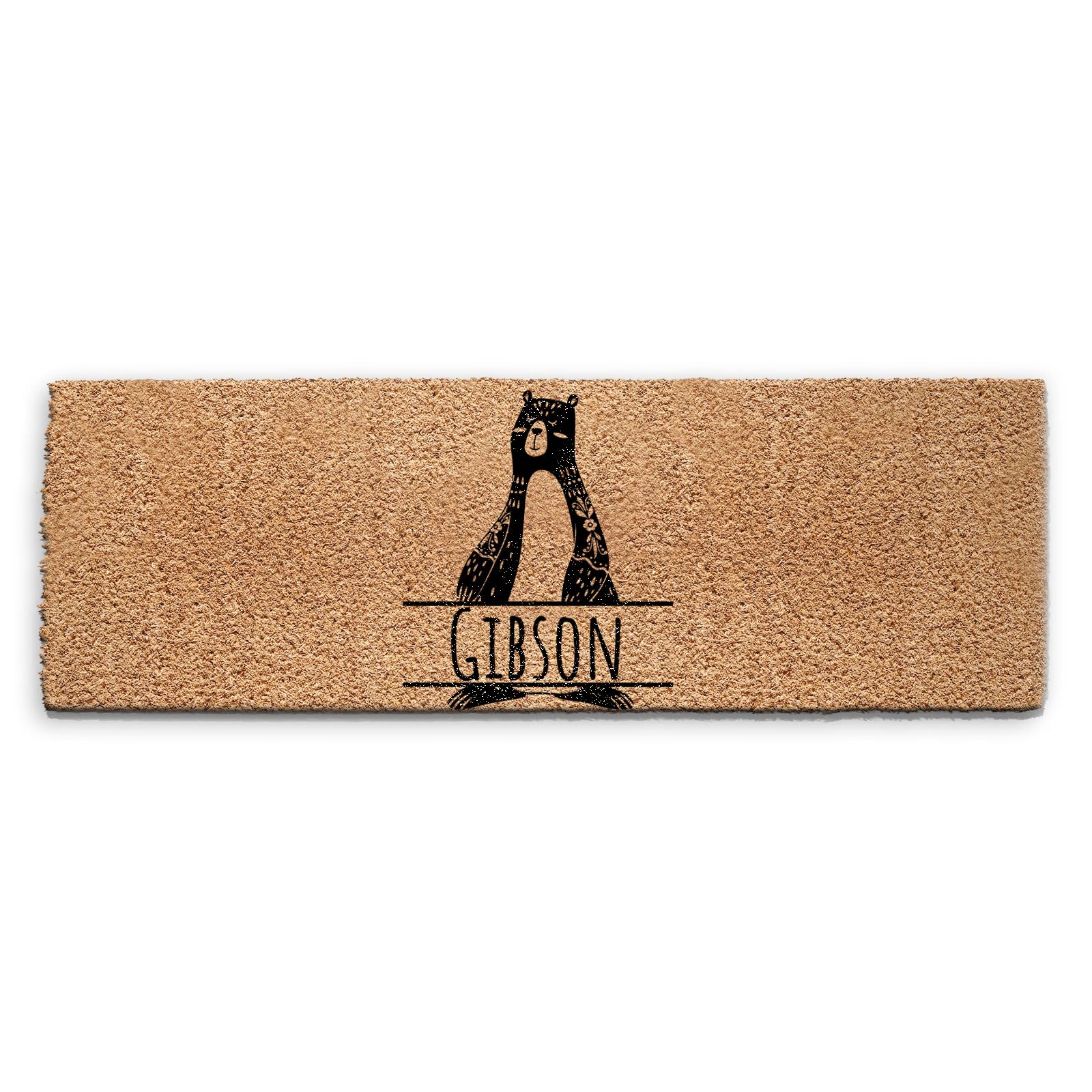 Hairyworm Personalised Doormat (60cm x 180cm) Medium, Customise with Name, Initial, Text, Coconut Core Fibre Heavy Duty Mat, Rug, Family Name Bear Indoor Natural Coir Ultra Wide Door Mat