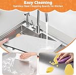 Stainless Steel Cutting Board with Lip 24×16 Inch Extra Large Stainless Steel Cutting Boards for Kitchen, Non-Slip Double-Sided Chopping Board for Meat, Vegetables, Bread, Baking (60 * 40cm)