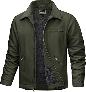 TACVASEN Mens Work Jackets Construction Duck Canvas Jacket Fleece Lined Sherpa Waterproof Warm Winter Heavy Coats