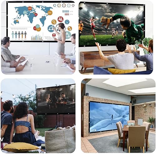 Miniatura 6 de Pantalla de proyector, pantallas de películas portátiles 169, plegable, tela resistente a las arrugas, con doble adhesivoganchos para uñas para