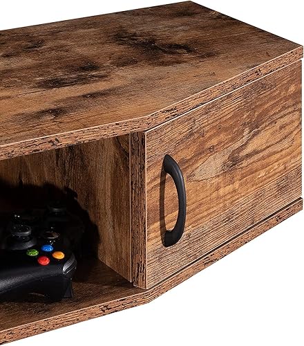 Miniatura 8 de WAMPAT Estante flotante de TV de 41 pulgadas con armario de almacenamiento, soporte de TV montado en la pared, soporte de consola multimedia con