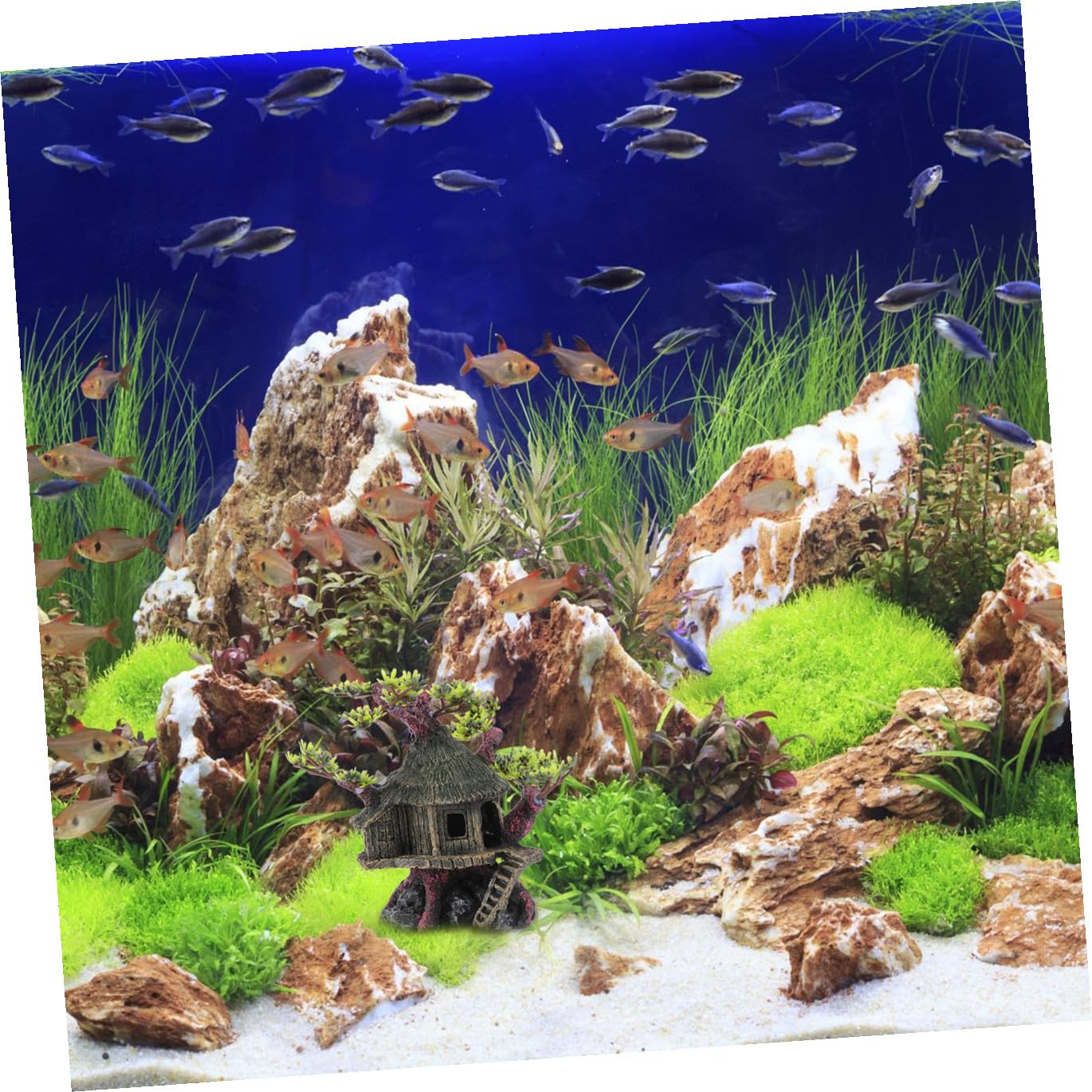 Housoutil Aquarien-Dekoration Aus Kunstharz Aquarium-Ornament Aquariumhaus-Ornament Für Süß Und Meerwasser Dekoration Für Fischbecken Und Wohnmöbel