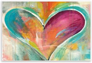 Stupell Industries Abstract Colorful Textural Heart Painting Wall Plaque Art Design By Artist Kami Lerner