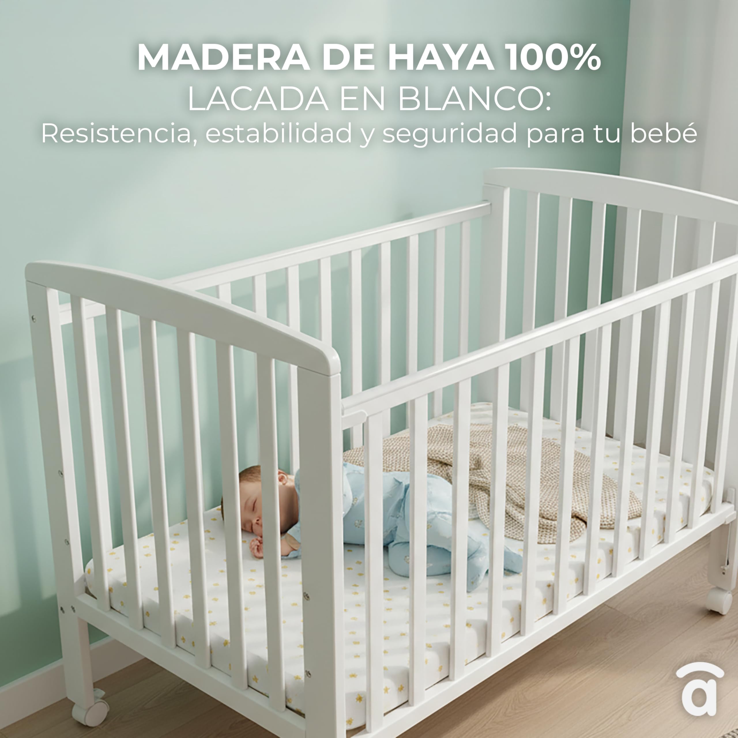 Asalvo 12371 - Cuna de madera, 120 x 60 cm, color blanco