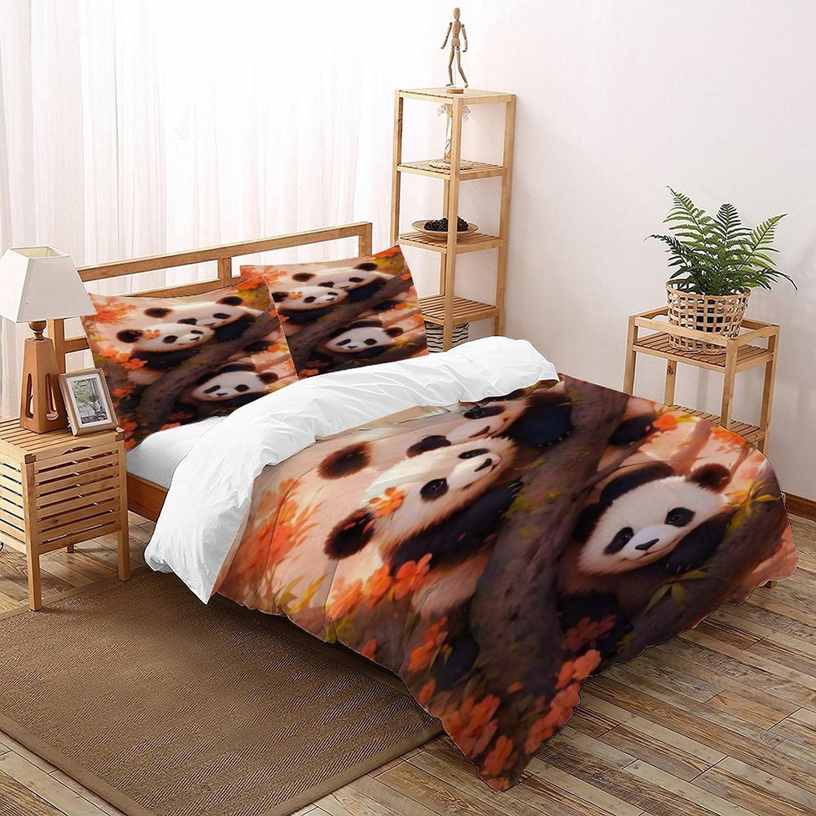 Flowers Bedding Set 3D Design Animal Themes Wildlife Duvet Cover Set Chic Breathable Comforter Cover Suitable for Family,couple,children Pillowcase Super King（260x220cm）