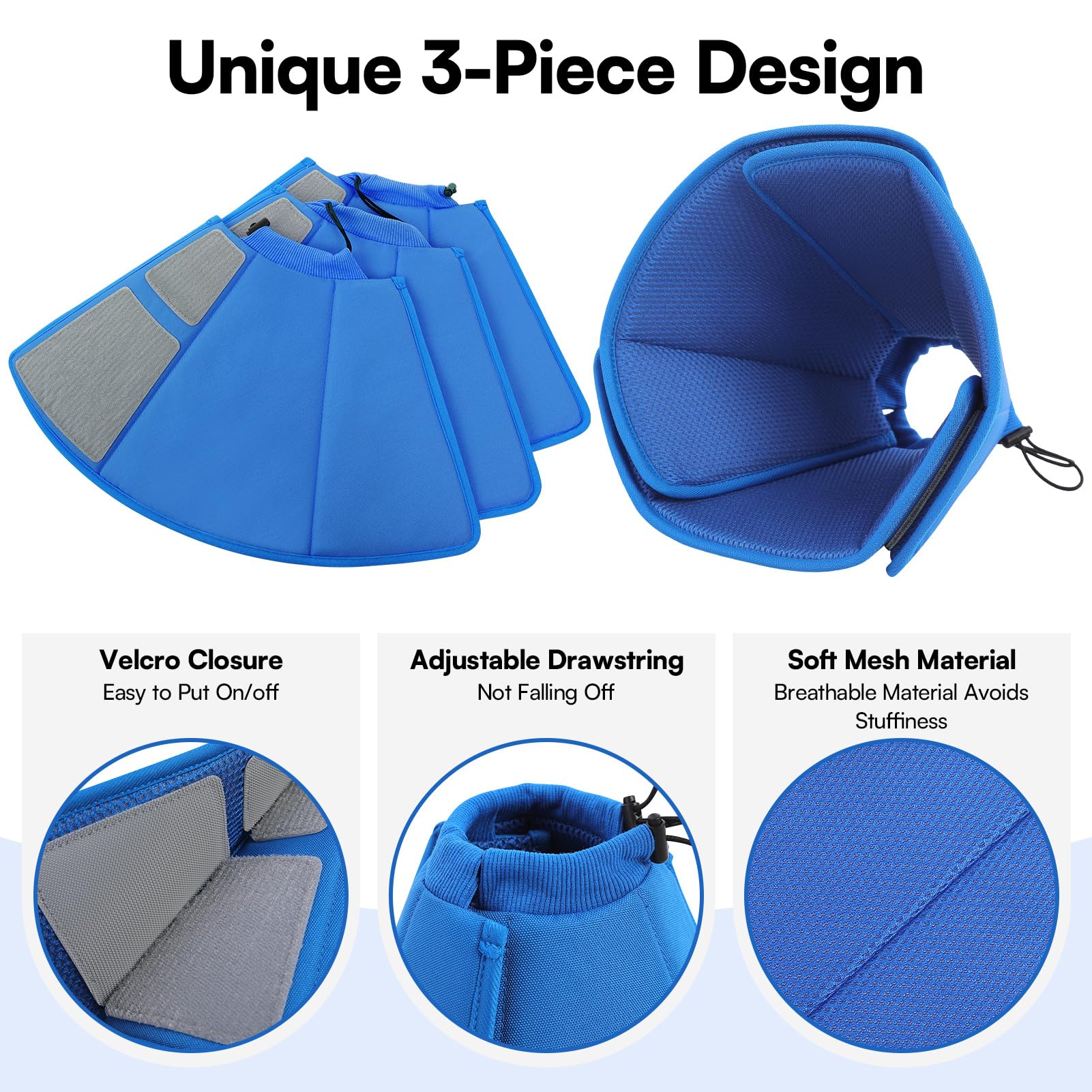 Condition photo showing New/Like New for soft dog cone for small dogs, adjustable comfy dog cone collar | cones collar alternative for post-surgery wound healing, soft fabric cone for dogs to stop licking after surgery, blue,s