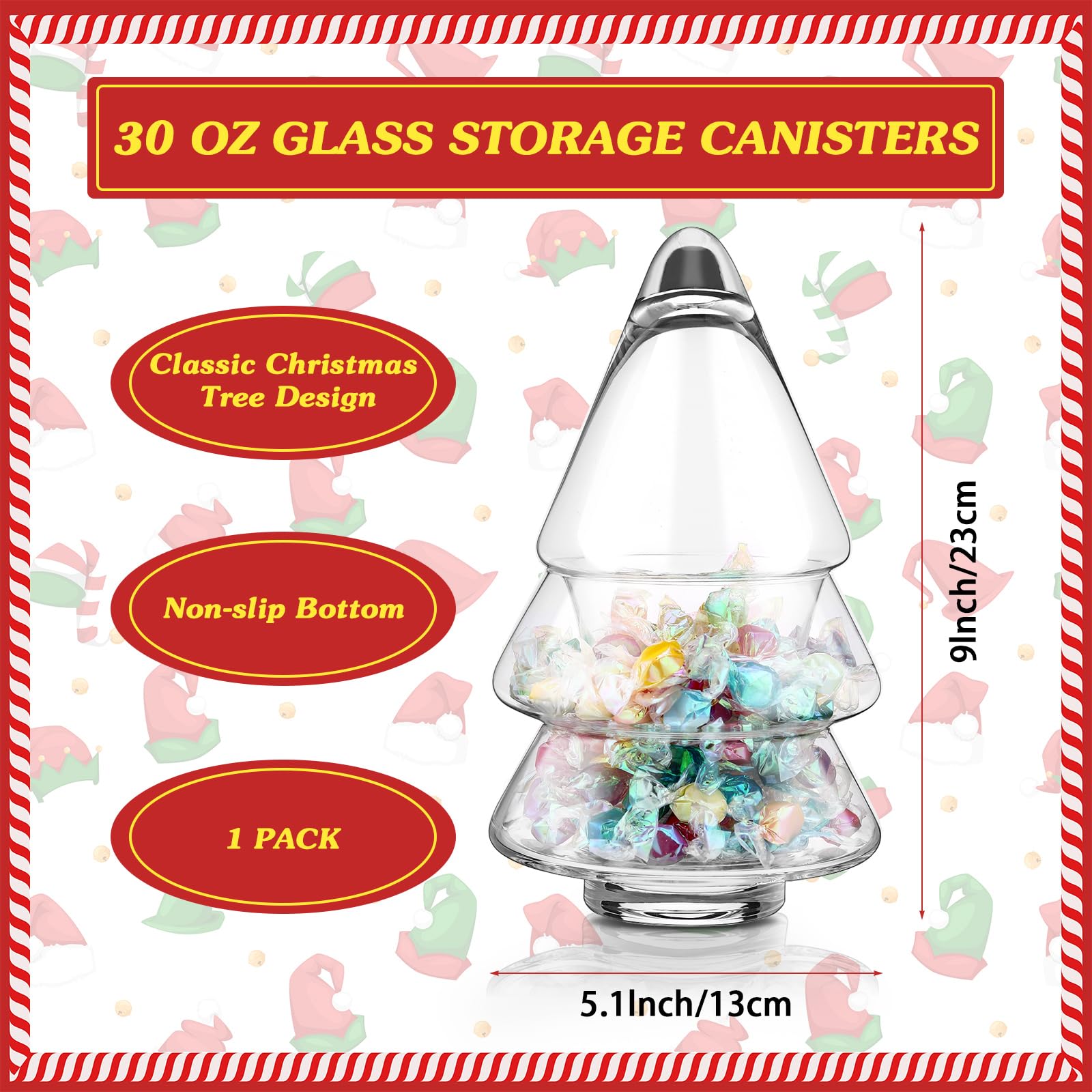 Sliner Süßigkeitenglas In Weihnachtsbaum-Form – Glas Mit Deckel, 30 X 16 Cm, Grün, Für Party-Deko & Lebensmittelaufbewahrung