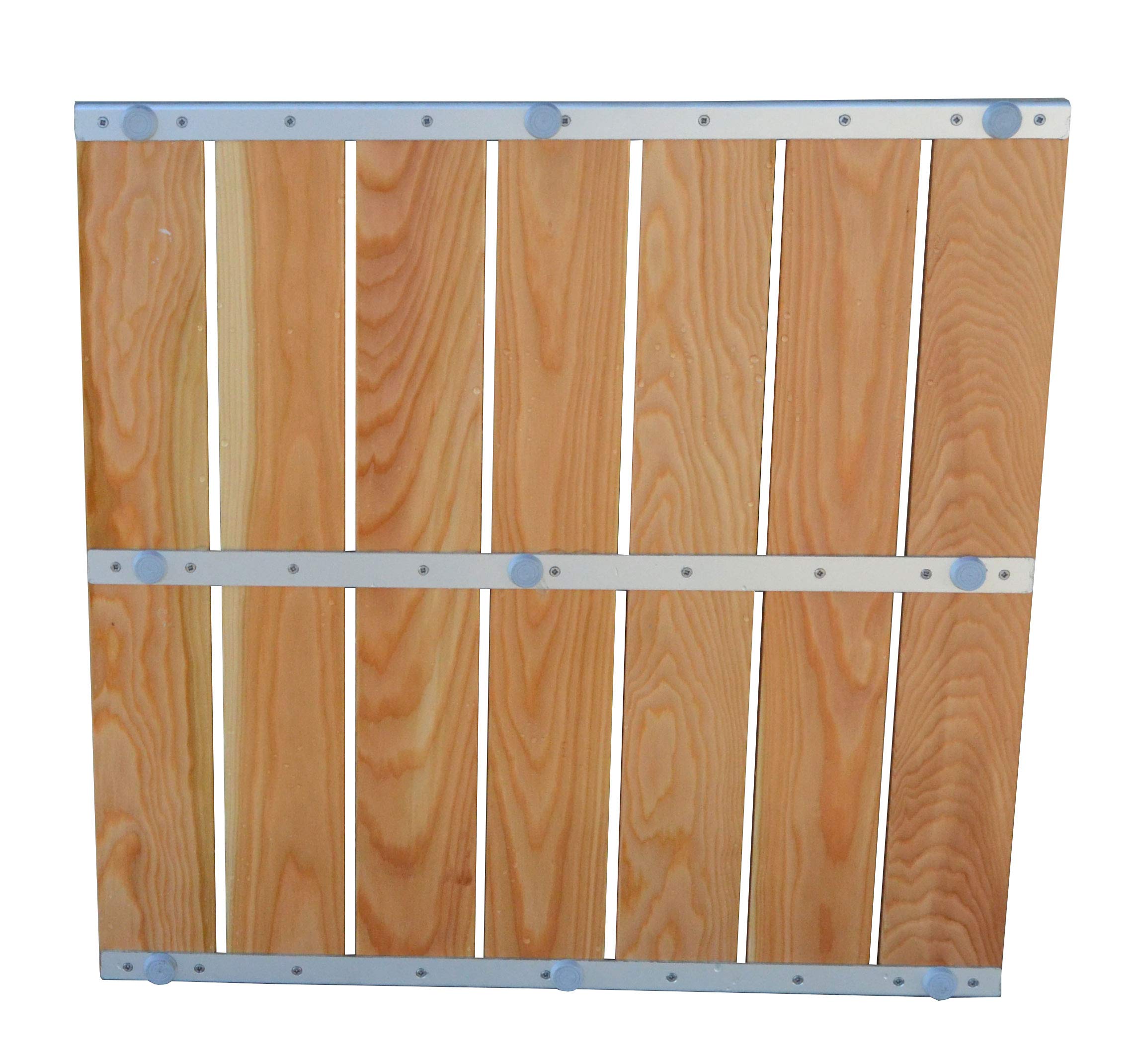 Castelmerlino Tarima para ducha en alerce con lamas confort y perfiles de aluminio 64x64 cm para platos 80x80 cm