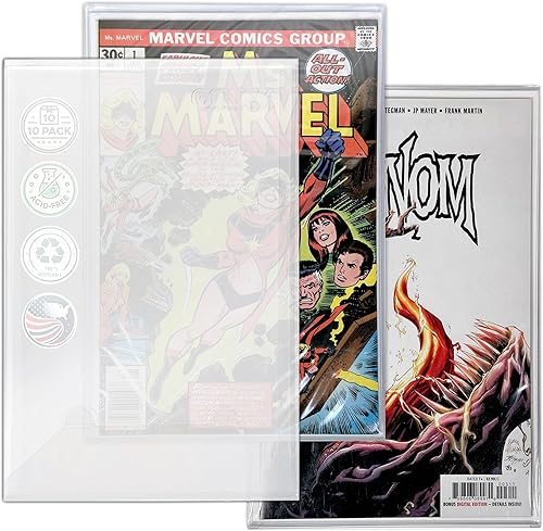 Funda protectora para cargador superior de cómics, cobre plateado y cómics modernos, con pestaña de índice, paquete de 10