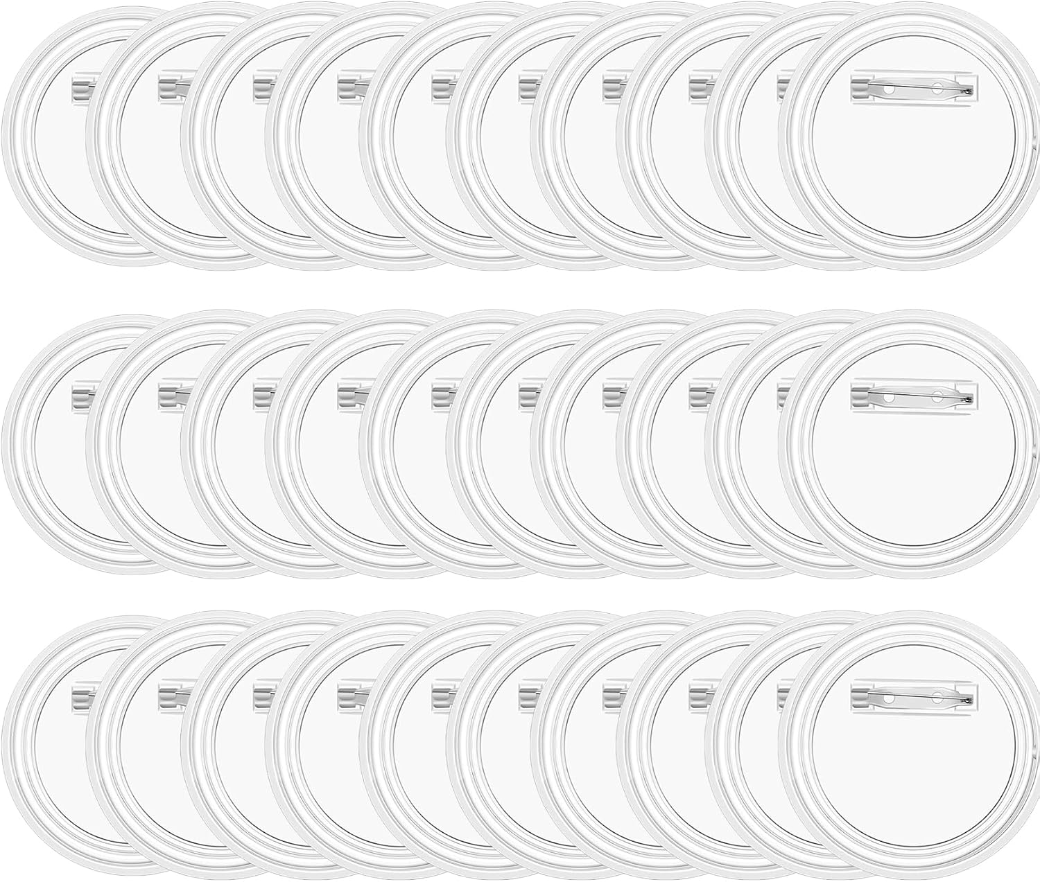 Clear Button Pins Plastic for Crafts - 50 Pack Circle Acrylic Round Button DIY Design, Blank Pins Bulk, Photo Buttons Making Kit for Badge Maker DIY Crafts Supplies (2.36 Inch)