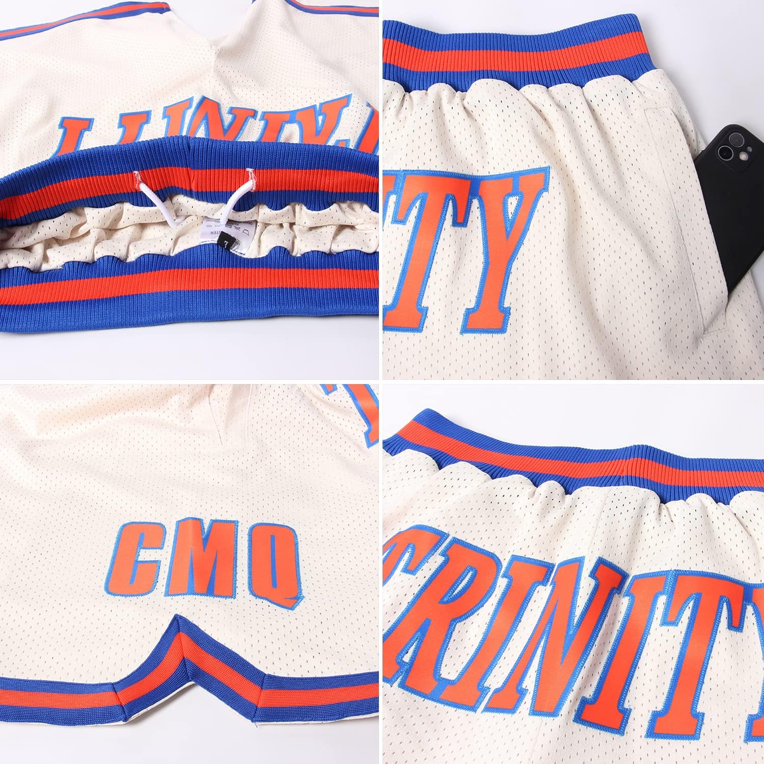 Fanscustom Custom Basketball Shorts Personalized Knit Rib Sports Shorts with Pockets Stitched Name and Number