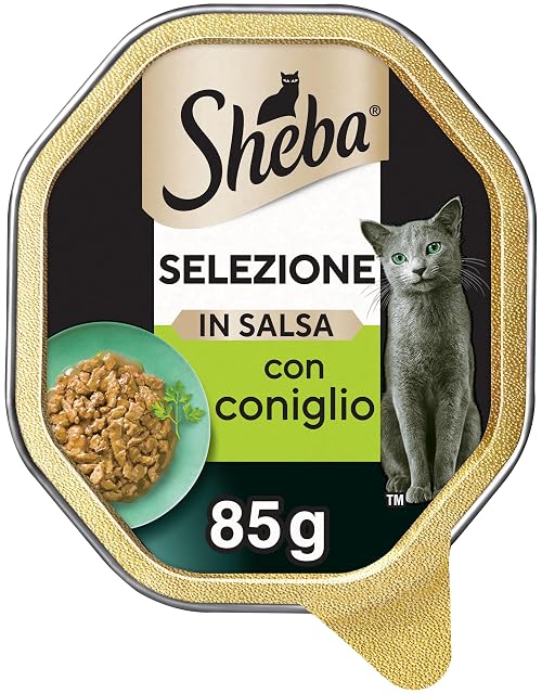 Sheba Selección en Salsa, alimento húmedo Completo para Gatos Adultos, Sabor Conejo, 22 bandejas de 85 g