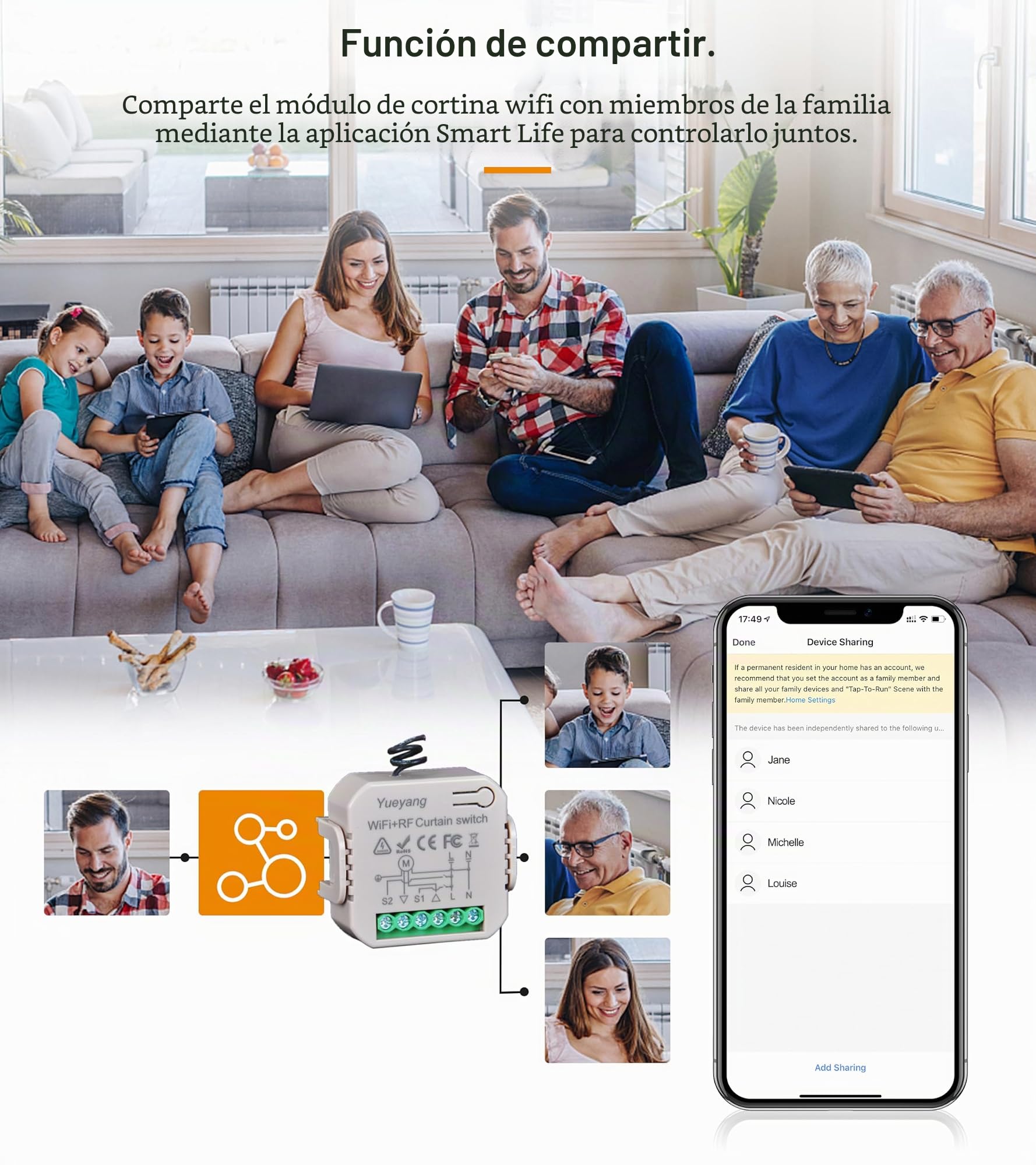 Yueyang Interruptor WiFi para Persianas Eléctricas con Mando a Distancia RF433mhz, Temporizador Switch para Cortinas, Compatible con Alexa