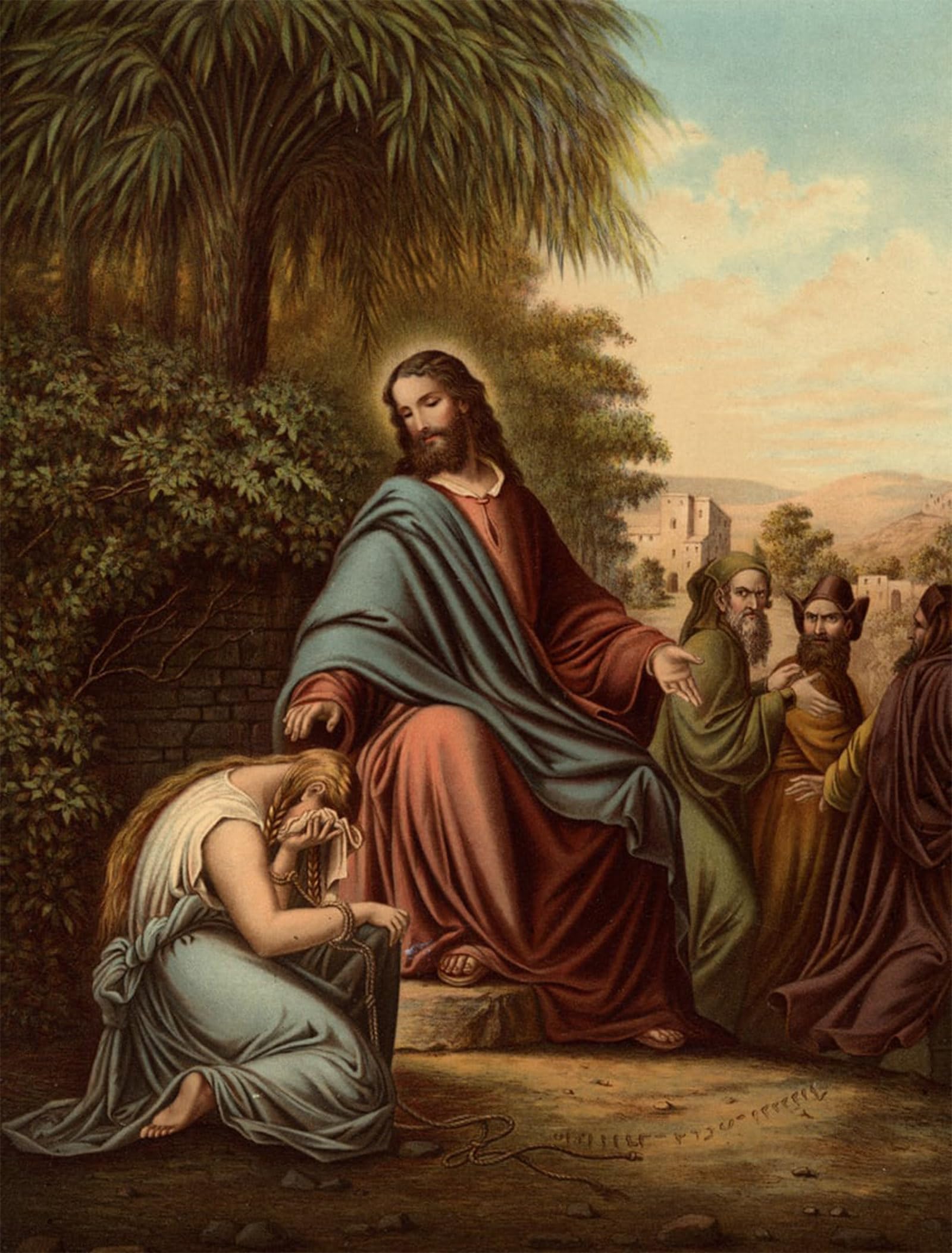 SERENDIPITP Vintage Wall Art Canvas Nordic Poster Canvas Print Picture Christ and the Adulteress by Heinrich Jenny Wall Art Poster for Home Decor 60x90cm