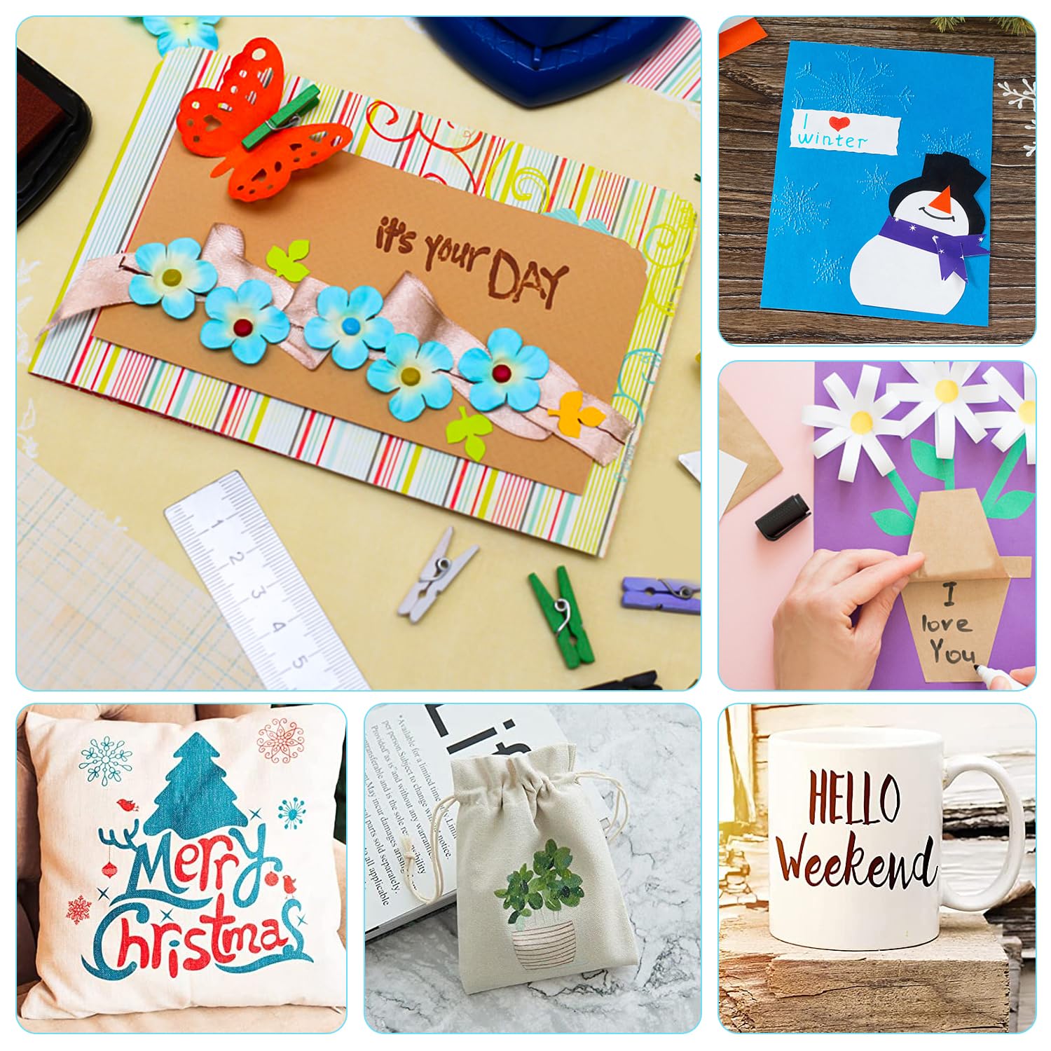 Tappetini da Taglio per Cricut Joy XUHN, 6 pezzi, PVC, Standard Grip, LightGrip, StrongGrip, 5,5 x 14 pollici e 5,5 x 8,5 pollici