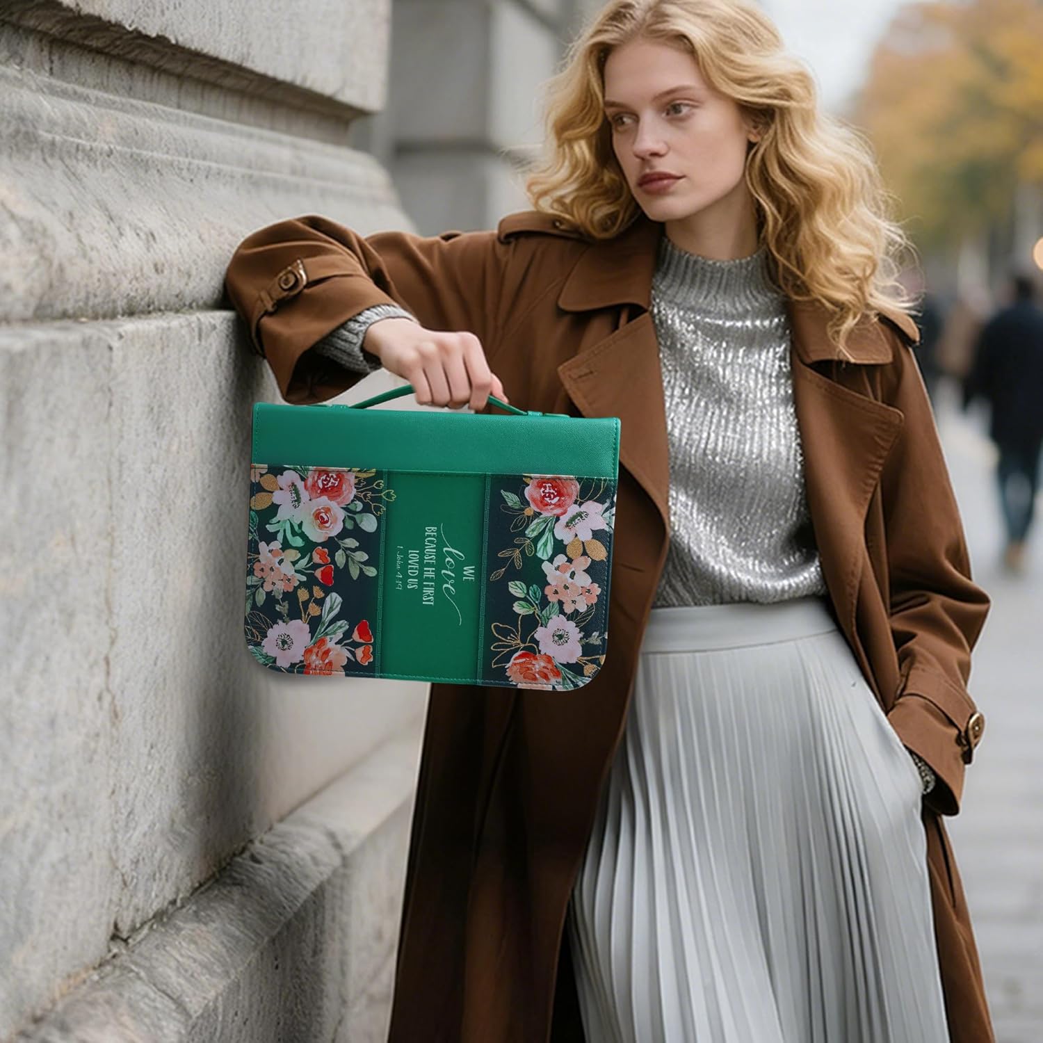 Faithful Hers Bible Cover Case for Women 3pcs Bible Bag Set with Notebook and Bookmark Woman PU Leather Book Carrying Case for Lady Bible Case Christian Gifts for Christmas Thanksgiving Day - Image 2