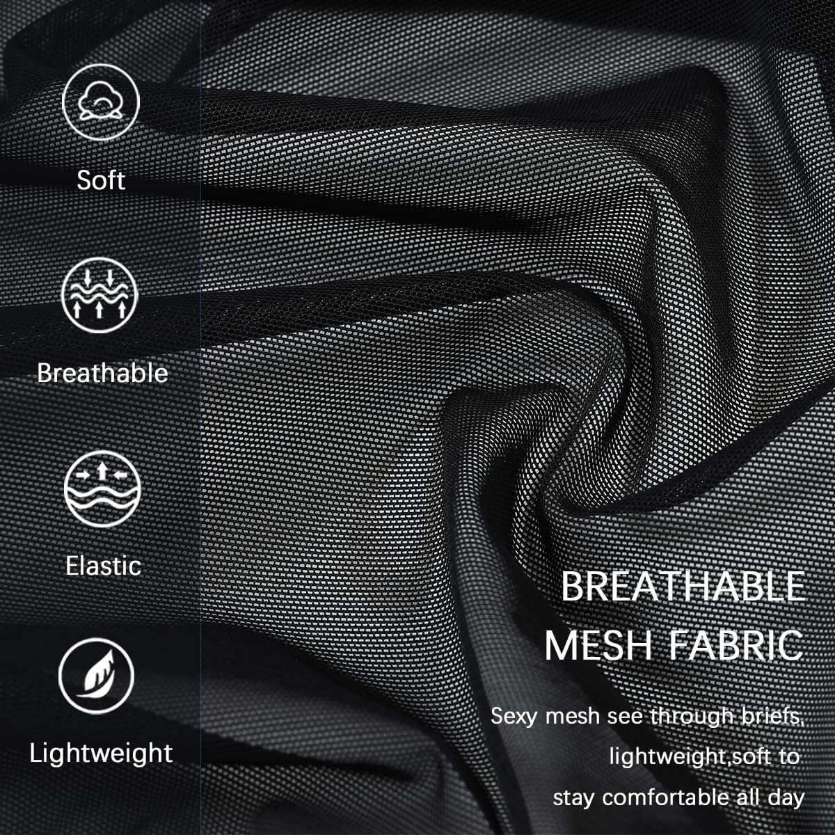 ZONBAILON Men's Sexy Mesh Underwear Briefs See Through Sheer Briefs with Bulge Pouch