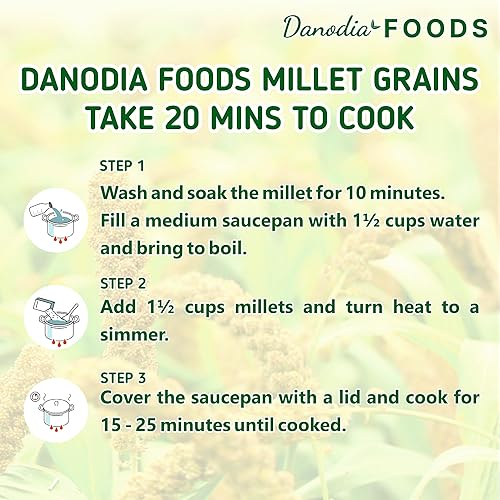 Miniatura 9 de Danodia Foods Mijo de grano entero (Ragi) - 2 libras (33.51 oz)  Superalimento orgánico, sin cáscara, sin pulir, sin gluten, natural  Alto en