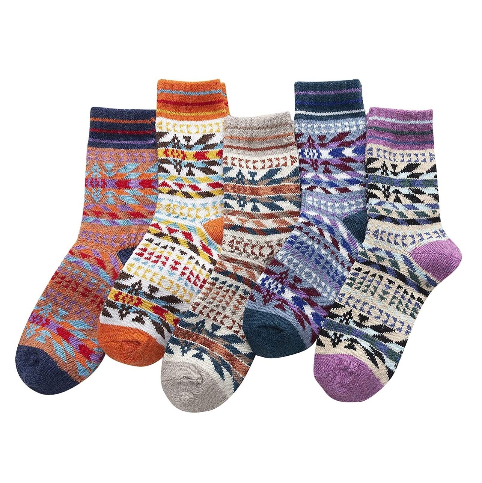 Calzini Termici 5 Paia Di Calzini Invernali Da Donna In Lana Vintage Caldi Da Lavoro A Maglia Calzini Da Donna Calzini Invernali