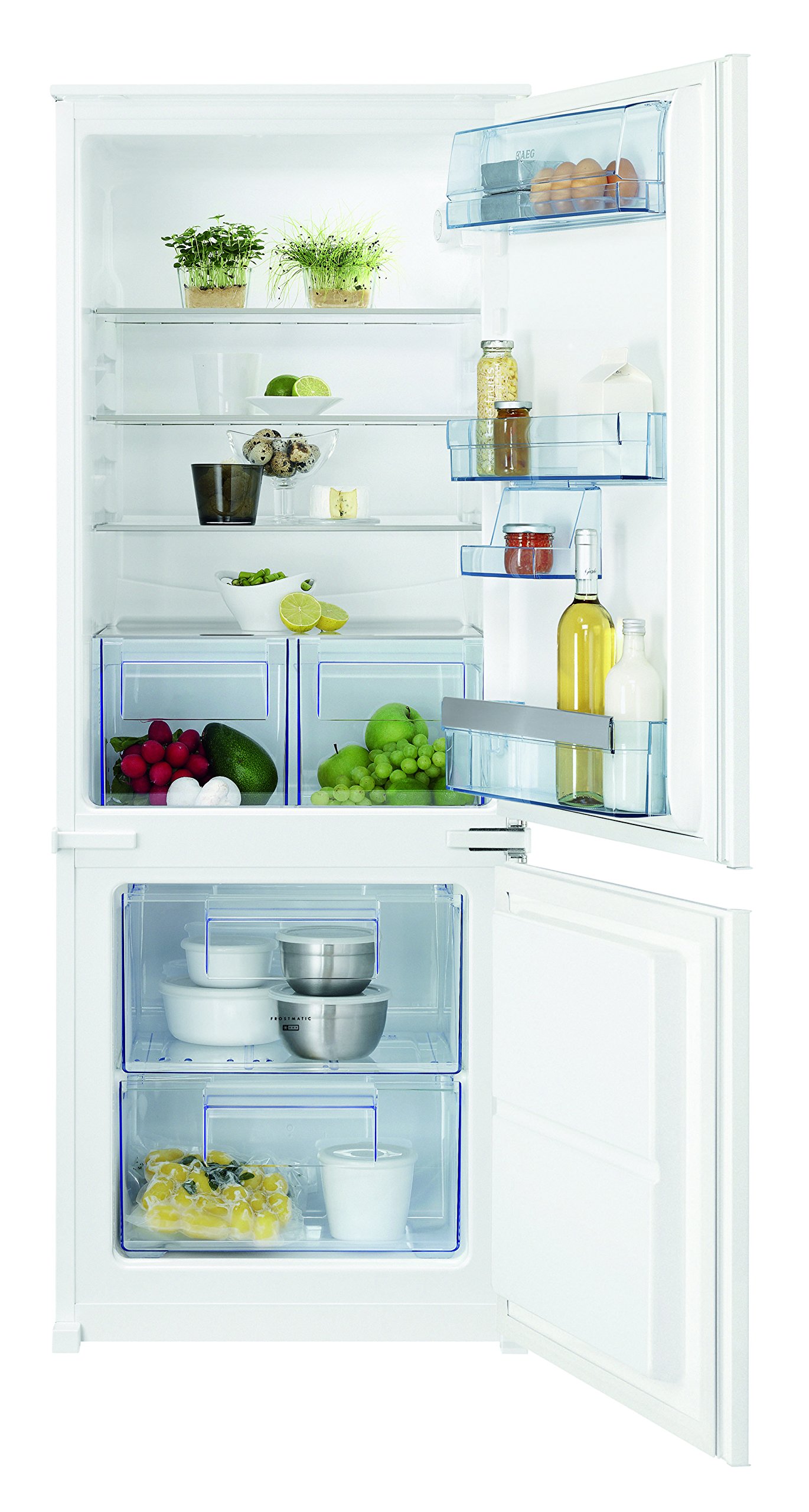 AEG SCSA1400S2 Réfrigérateur-congélateur/A++ / 144,10 cm de hauteur / 204 kWh/an/réfrigérateur 160 l/congélateur 57 l/étagère de porte coulissante/blanc