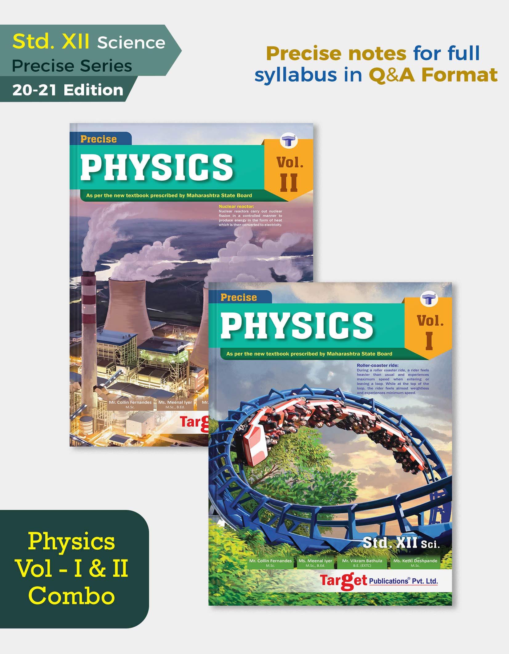 Std 12 Physics 1 and 2 Books | SYJC Science Guide | Precise Notes | HSC Maharashtra State Board | Based on the Std 12th New Syllabus of 2020 - 2021 | Set of 2 Books