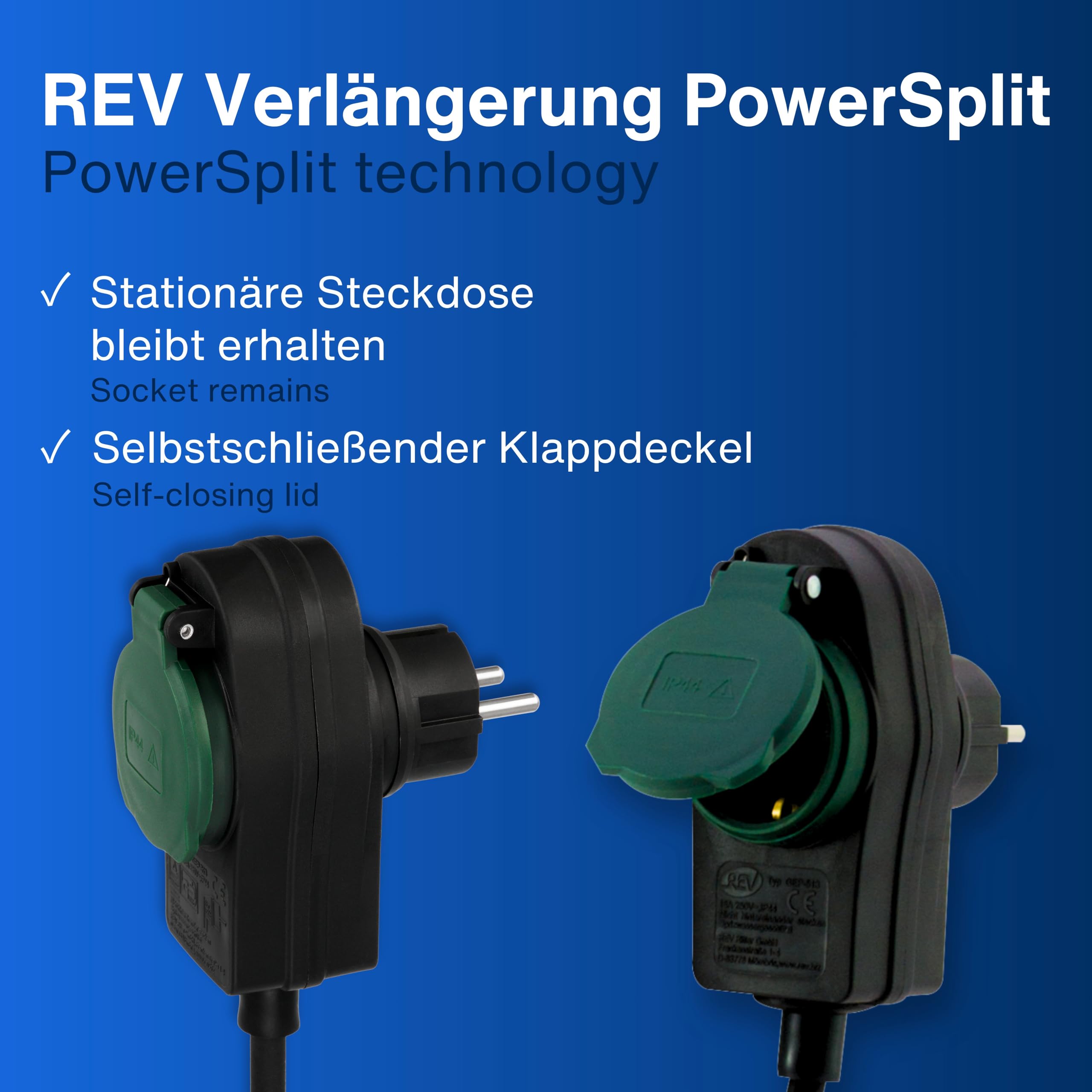 REV Extension Powersplit 25 m ip44 with Surge Protector