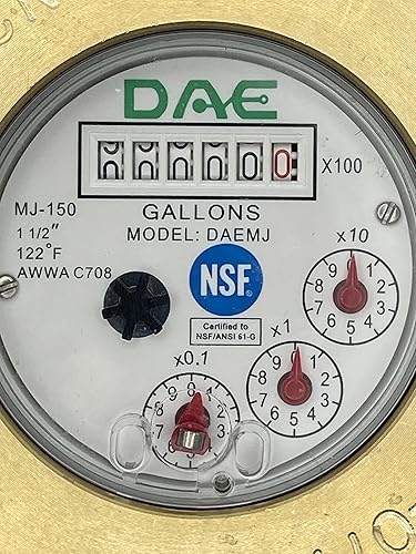 Miniatura 69 de DAE MJ-100 Medidor de agua potable sin plomo NSF61 de 1 pulgada, salida de pulso + acoplamientos, galones