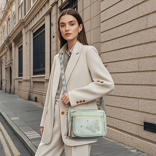 Miniatura 2 de Bolsos cruzados para mujer, bolso cruzado de cuero de moda, bolso de hombro con diseño de mariposa