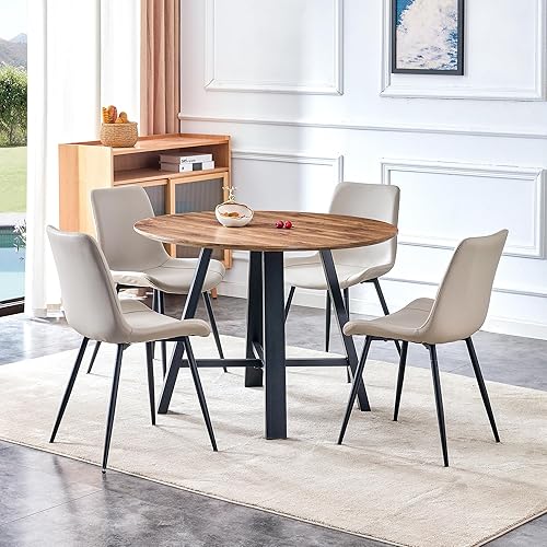 Miniatura 23 de Juego de mesa de comedor redonda para 4, mesa de comedor y sillas de cocina moderna para 4,42 pulgadas, juego de mesa de comedor para 4, juego de