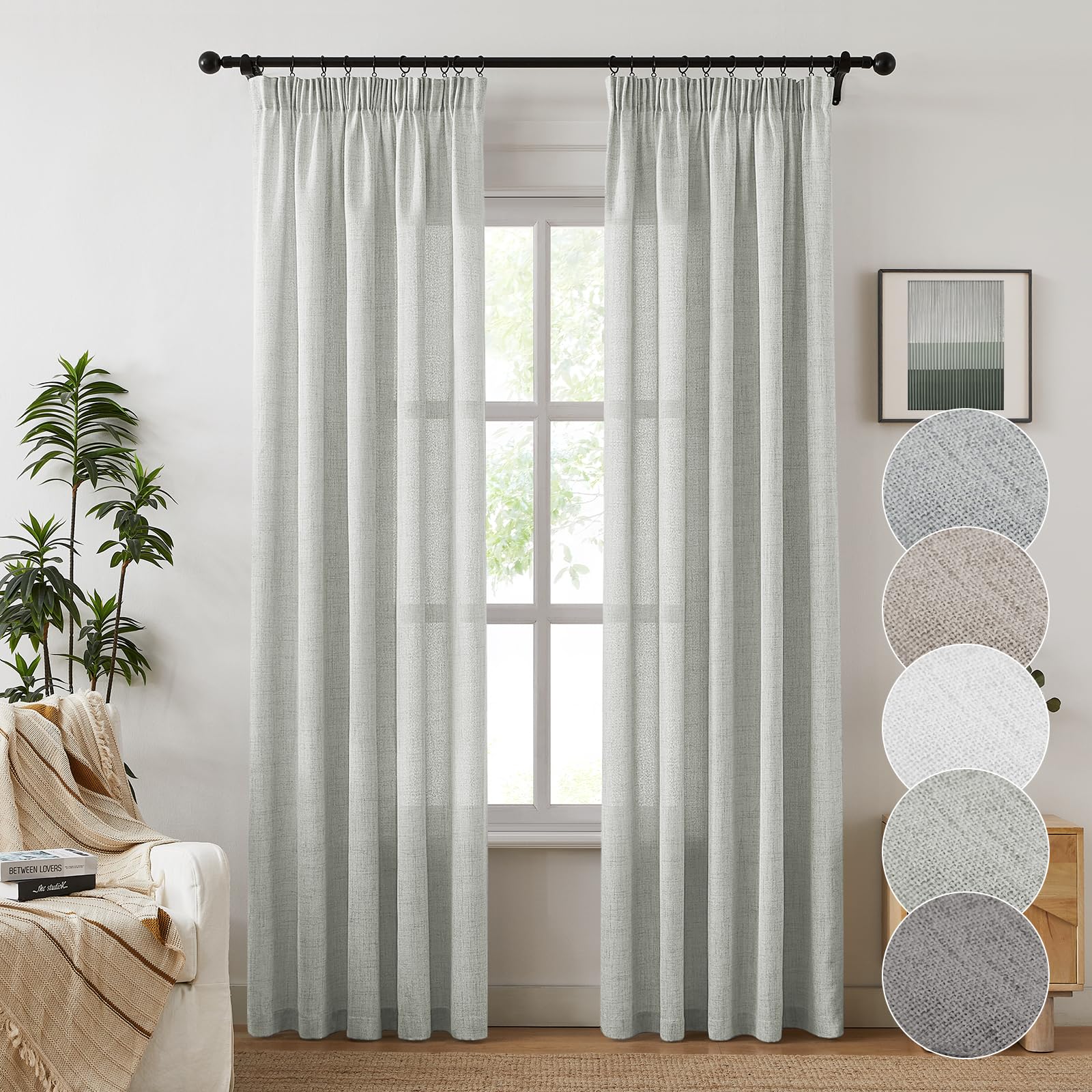 Melodieux Voile Tende per Interni per Camera da Letto Soggiorno sara Naturale, 140 x 260 cm