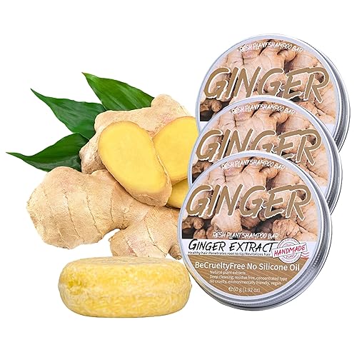 PWireless Paquete de 3 barras de champú para el crecimiento del cabello de jengibre, orgánico natural, promueve el crecimiento, repara el cabello