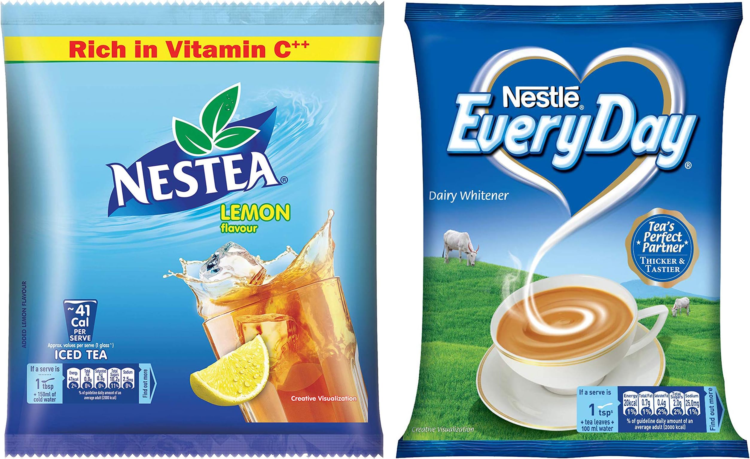 Nestea Nestle Instant Iced Tea Lemon Powder400G + Nestle Everyday Dairy Whitener, 400G Pouch