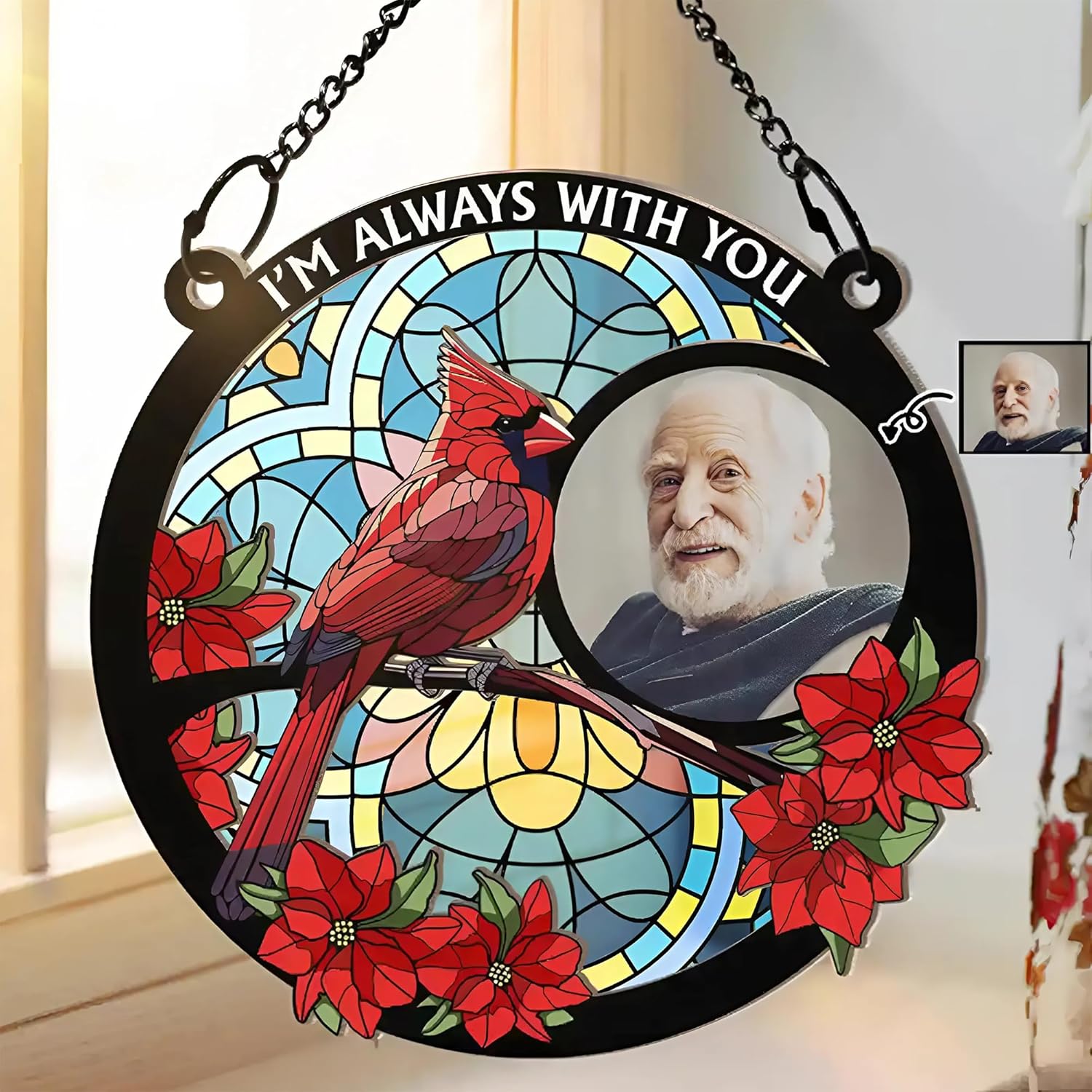 Personalized Photo Window Hanging Suncatcher Ornament, Custom Photo Suncatcher I'm Always with You, Gift for Memorial Day, Mother's Day, Father's Day - Image 2