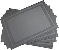 Vista 9 de Gugrida Juego de 6 manteles individuales de PVC, juego de 6 manteles individuales de PVC, color natural (6 piezas, hojas rojas)