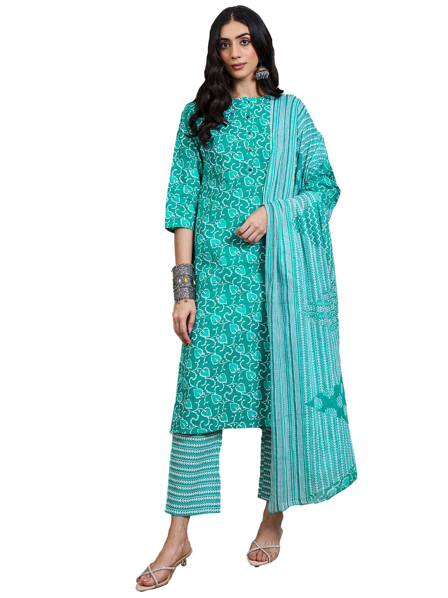 indo era Women Pure Cotton Kurta Set with Dupatta | Festive Suit Set, 10780-picture-46