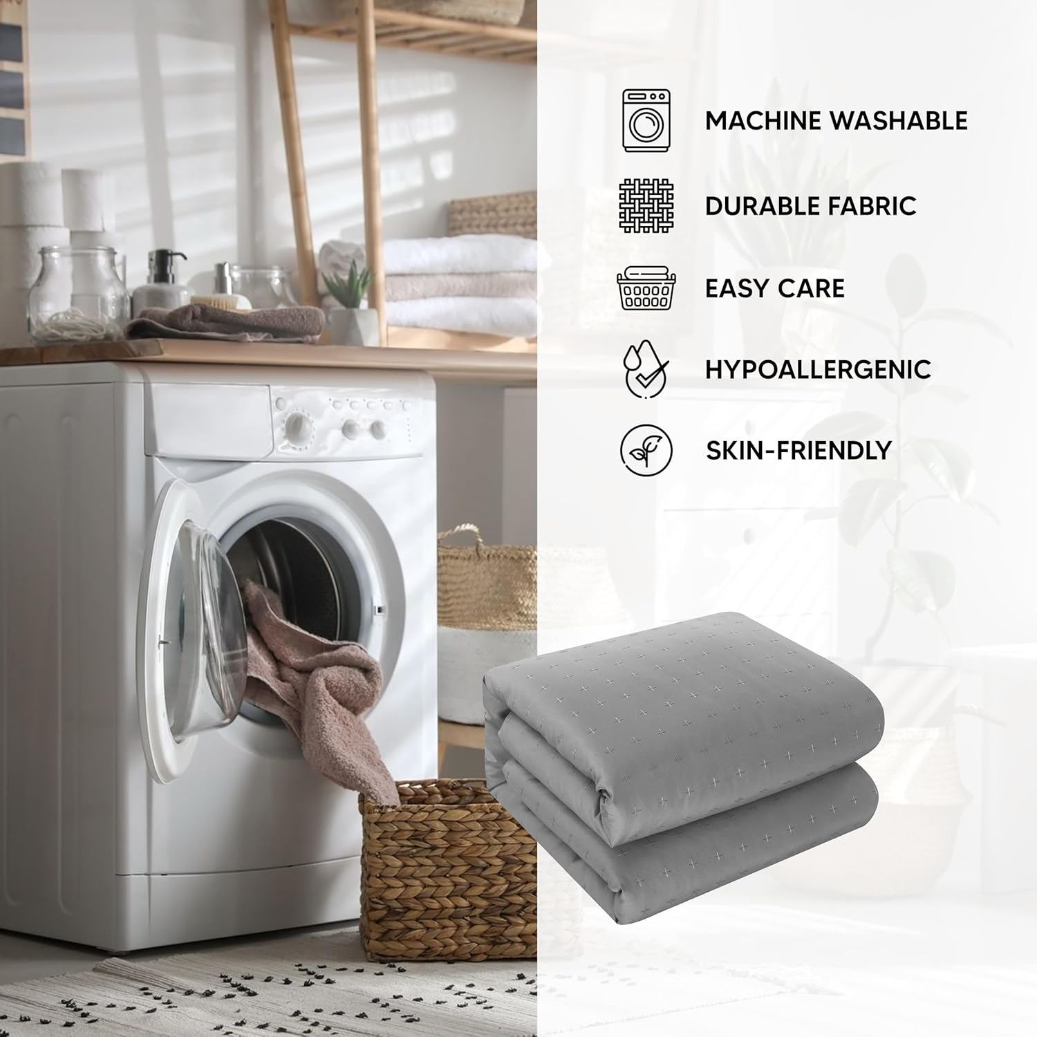 Chic Home Emery 4 Piece Comforter Set Casual Country Chic Pleated Bedding-Decorative Pillows Sham Included, Twin, Grey