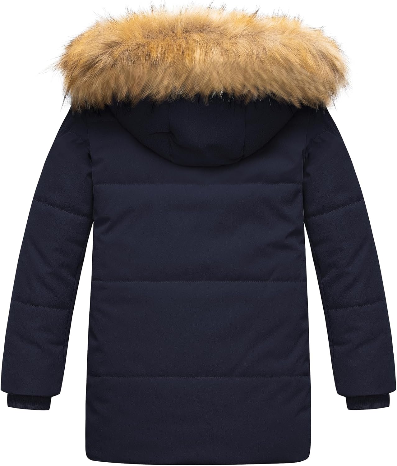 CREATMO US Boy's Sherpa Long Parka Winter Coat Thicken Water Repellent Puffer Jacket With Removable Faux Fur Hood - Image 2