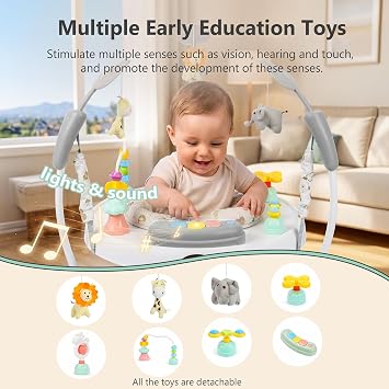 Kinder King Baby Activity Center, Music & Lights, Adjustable Heights, Grey