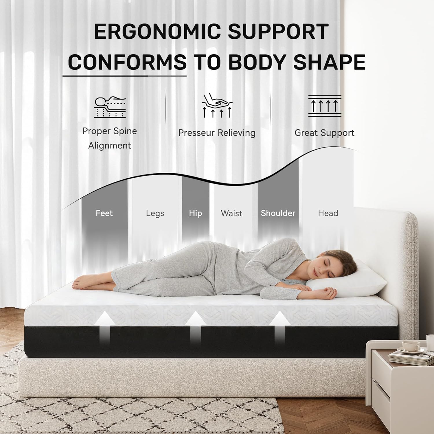 Full Size Mattress, 8 Inch Memory Foam Mattress in a Box, Medium Firm, Supportive & Pressure Relief, Removable Cover, CertiPUR-US Certified, No Fiberglass