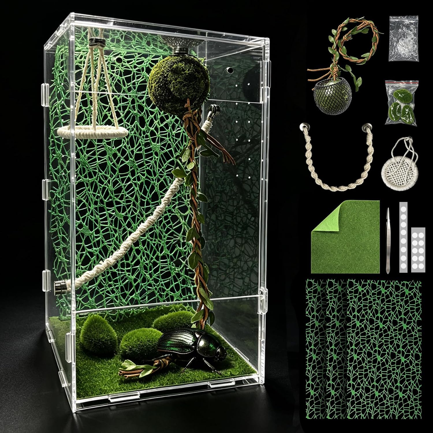 Acrylic Enclosure Kit Acrylic Insects Reptiles Enclosure Assemble Terrarium for Jumping Spiders, Beetles, Tarantulas, Lizards, and Small Snakes
