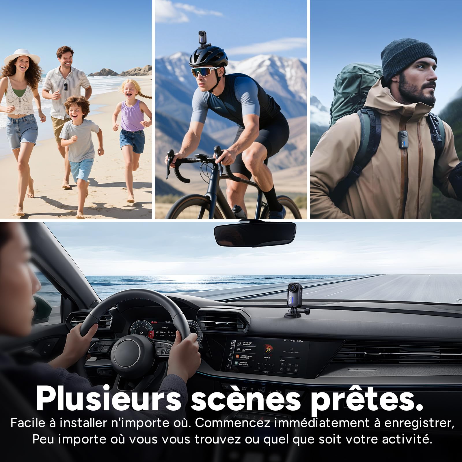 SJCAM C110 Plus Kit Magnétique,4K 20MP POV Mini Caméra Corporelle,64 Go caméra de vlog Portable,Stabilisation 6 Axes, 130 Min d'autonomie,étanche à 30 m, Zoom 8X, pour Le Cyclisme et Le Vlogging,Noir