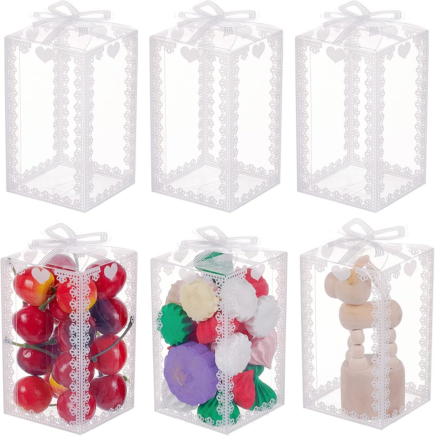 KUPOO 50pcs Clear Favor Boxes, 2 x 2 x 2 inches Plastic